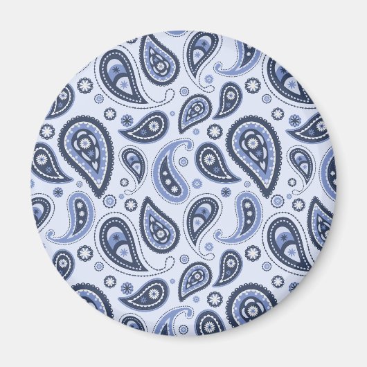 Blauw paisley patroon magneet (Voorkant)