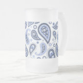 Blauw Paisley Patroon Matglas Bierpul (Voorkant rechts)