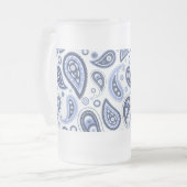 Blauw Paisley Patroon Matglas Bierpul (Voorkant links)