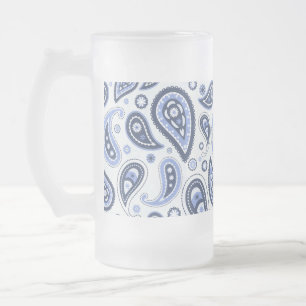 Blauw Paisley Patroon Matglas Bierpul