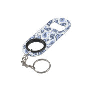 Blauw Paisley Patroon Mini Flessenopener (Achterkant Gekanteld)