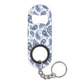 Blauw Paisley Patroon Mini Flessenopener (Achterkant)