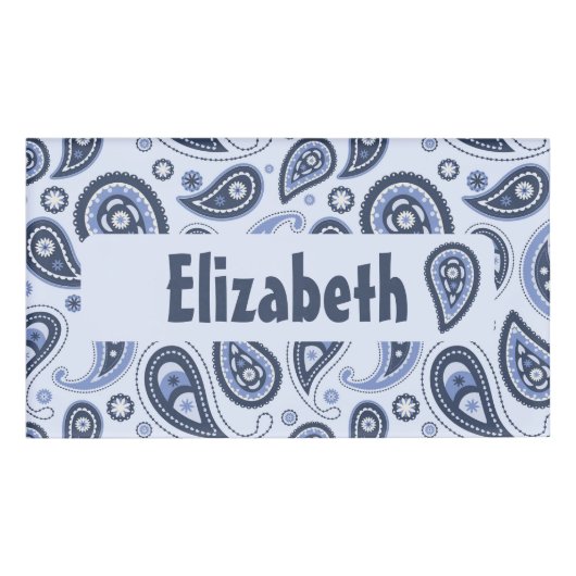 Blauw Paisley Patroon Naambadge (Voorkant)