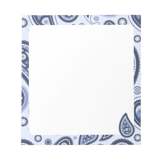 Blauw Paisley Patroon Notitieblok (Voorkant)