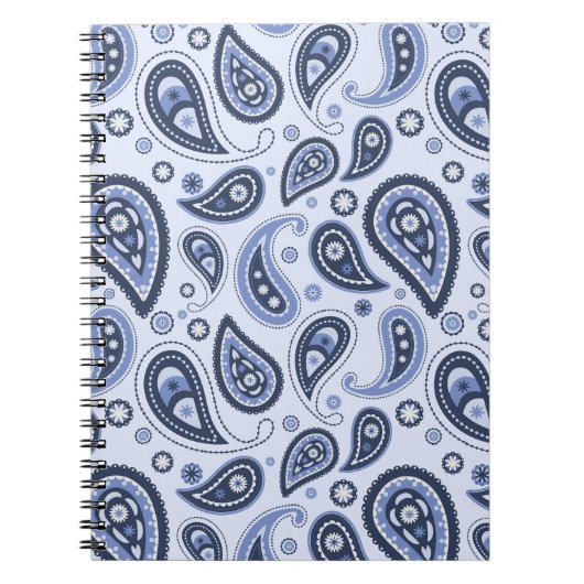 Blauw Paisley Patroon Notitieboek (Voorkant)