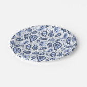 Blauw Paisley Patroon Papieren Bordje (Gekanteld)