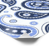 Blauw Paisley Patroon Perfect Poster (Hoek)