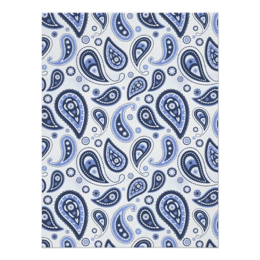 Blauw paisley patroon perfect poster (Voorkant)
