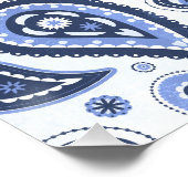 Blauw paisley patroon perfect poster (Hoek)