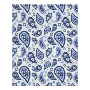 Blauw Paisley Patroon Perfect Poster