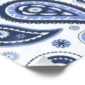 Blauw Paisley Patroon Perfect Poster (Hoek)