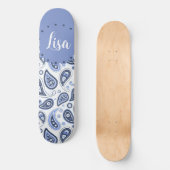 Blauw paisley patroon persoonlijk skateboard (Voorkant)
