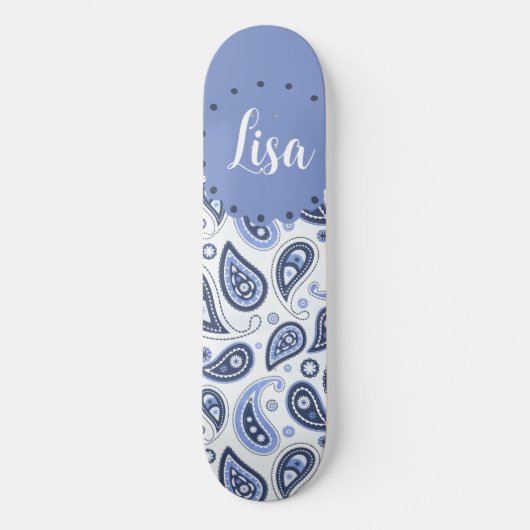 Blauw paisley patroon persoonlijk skateboard (Voorkant)