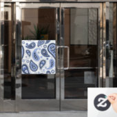 Blauw Paisley Patroon Raamsticker (Kantoordeur)