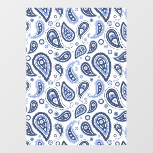 Blauw Paisley Patroon Raamsticker (Vel)