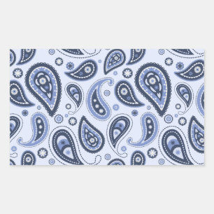 Blauw Paisley Patroon Rechthoekige Sticker