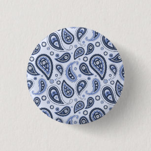 Blauw Paisley Patroon Ronde Button 3,2 Cm