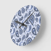 Blauw Paisley Patroon Ronde Klok (Hoek)