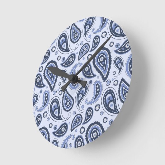 Blauw Paisley Patroon Ronde Klok (Hoek)