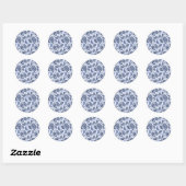 Blauw Paisley Patroon Ronde Sticker (Vel)
