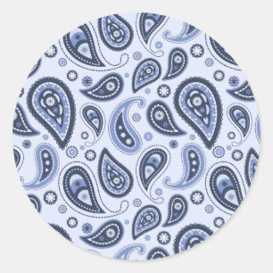 Blauw Paisley Patroon Ronde Sticker