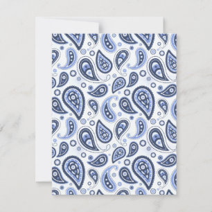 Blauw paisley patroon RSVP kaartje