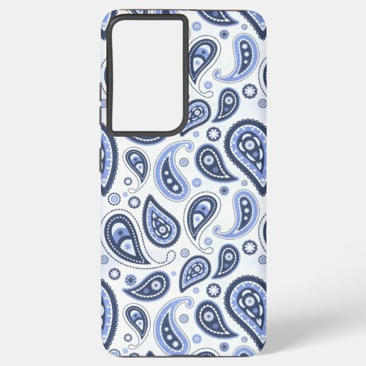 Blauw Paisley Patroon Samsung Galaxy Hoesje (Achterkant)