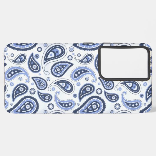 Blauw Paisley Patroon Samsung Galaxy Hoesje (Achterkant horizontaal)