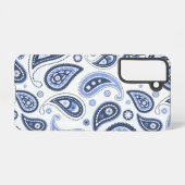 Blauw Paisley Patroon Samsung Galaxy Hoesje (Achterkant horizontaal)