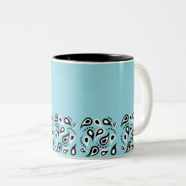 Blauw Paisley Patroon - Siertextiel Design Tweekleurige Koffiemok