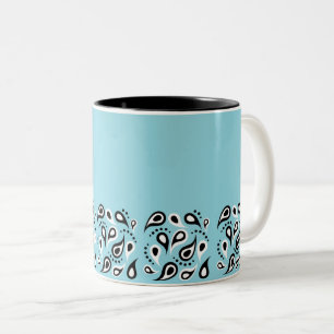 Blauw Paisley Patroon - Siertextiel Design Tweekleurige Koffiemok