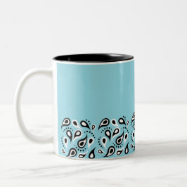 Blauw Paisley Patroon - Siertextiel Design Tweekleurige Koffiemok