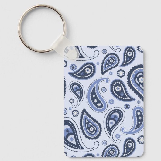Blauw Paisley Patroon Sleutelhanger (Voorkant)