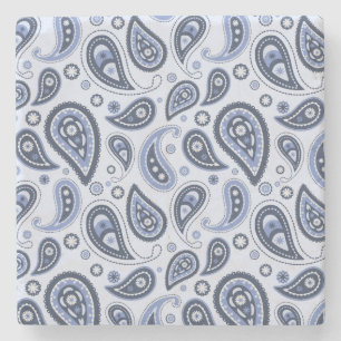 Blauw paisley patroon stenen onderzetter