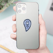 Blauw paisley patroon sticker (Telefoon)