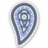 Blauw paisley patroon sticker (Voorkant)