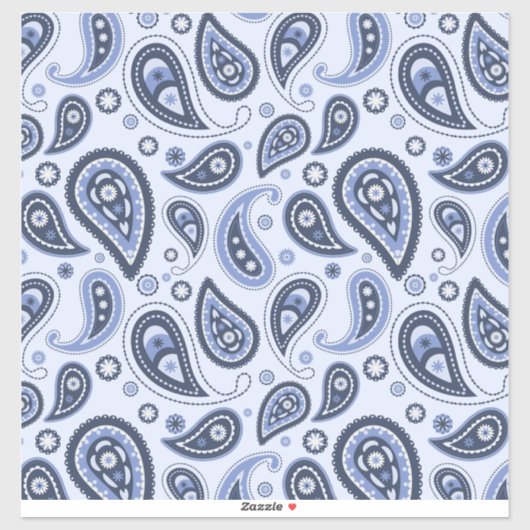 Blauw Paisley Patroon Sticker (Vel)
