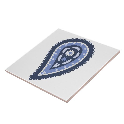 Blauw Paisley Patroon Tegeltje (Zijkant)