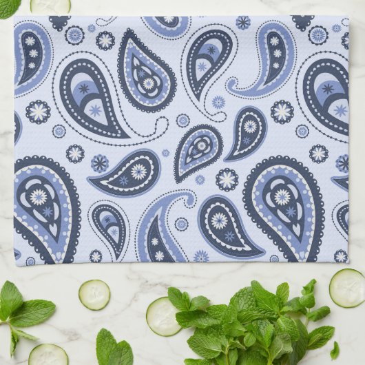 Blauw Paisley Patroon Theedoek (Gevouwen)
