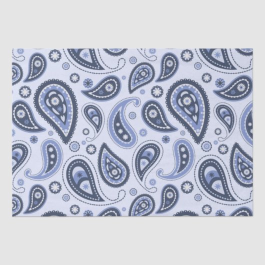 Blauw Paisley Patroon Tissuepapier (Voorkant)