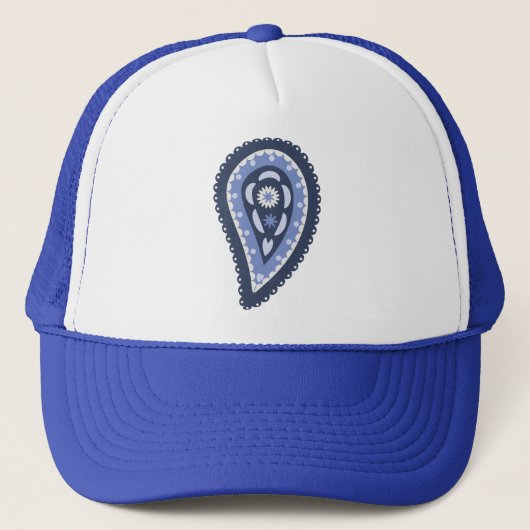 Blauw paisley patroon trucker pet (Voorkant)