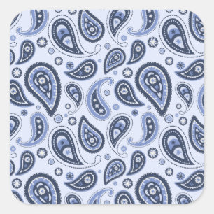 Blauw Paisley Patroon Vierkante Sticker
