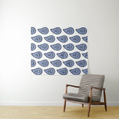 Blauw Paisley Patroon Wandkleed (In Situ (horizontaal))