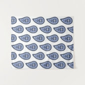 Blauw Paisley Patroon Wandkleed (Voorkant (horizontaal))