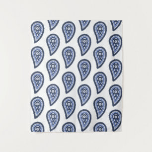 Blauw Paisley Patroon Wandkleed