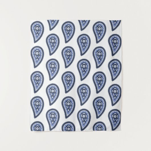 Blauw Paisley Patroon Wandkleed (Voorkant)