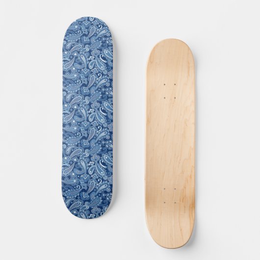 Blauw Paisley Skateboard (Voorkant)