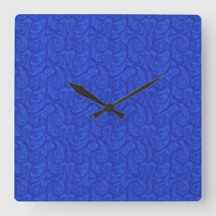 Blauw Paisley Vierkante Klok