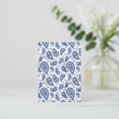 Blauw paisleypatroon advieskaart (Staand voorkant)