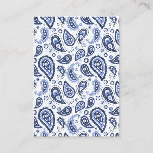 Blauw paisleypatroon advieskaart (Voorkant)
